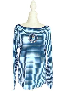 Bluey Striped Long Sleeve Graphic Tee Blue & White Women’s Plus Size 3X Casual